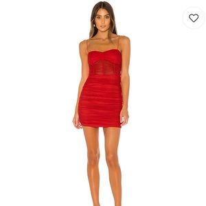 Revolve Superdown Kambella Ruched Mini Dress in Red - Medium